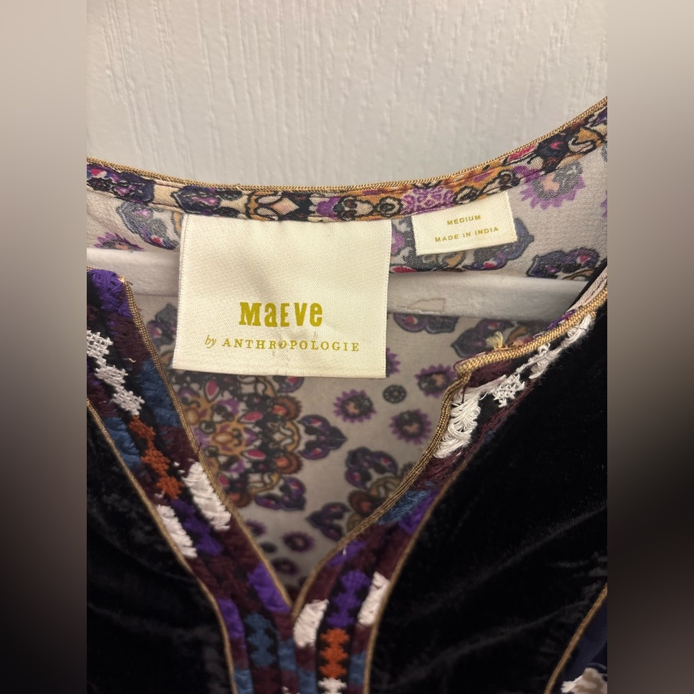 Anthropologie Maeve Quartier Latin Embroidered Patchwork Velvet Dress - Picture 6 of 6